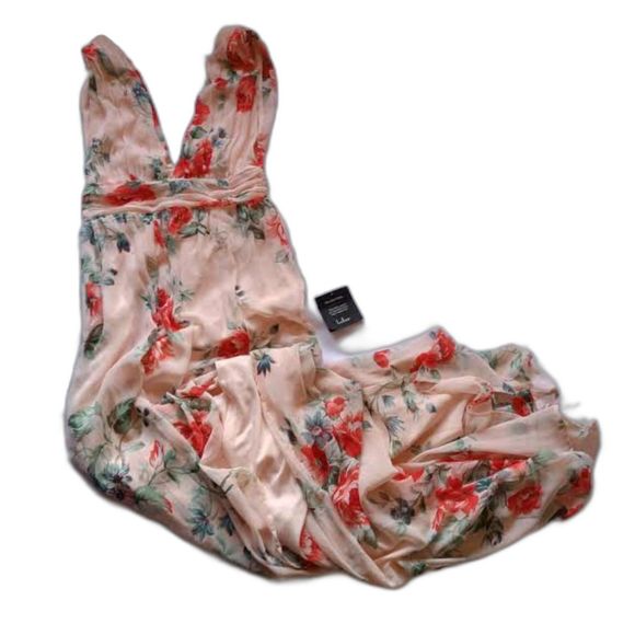 NWT Lulu's Garden Meandering Blush Floral Print Maxi Small V-Neck Sleeveless - Picture 3 of 13